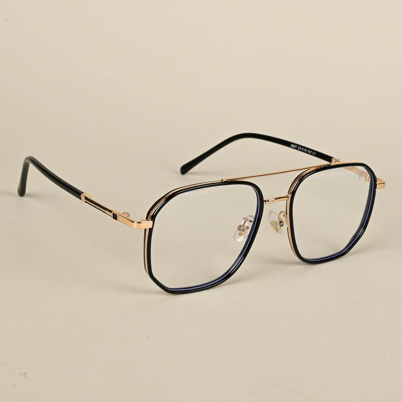 Voyage Maverick Golden & Black Wayfarer Eyeglasses for Men & Women - MG5108-C1