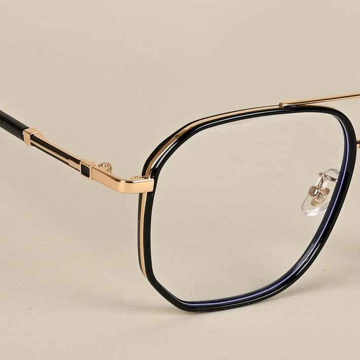 Voyage Maverick Golden & Black Wayfarer Eyeglasses for Men & Women - MG5108-C1