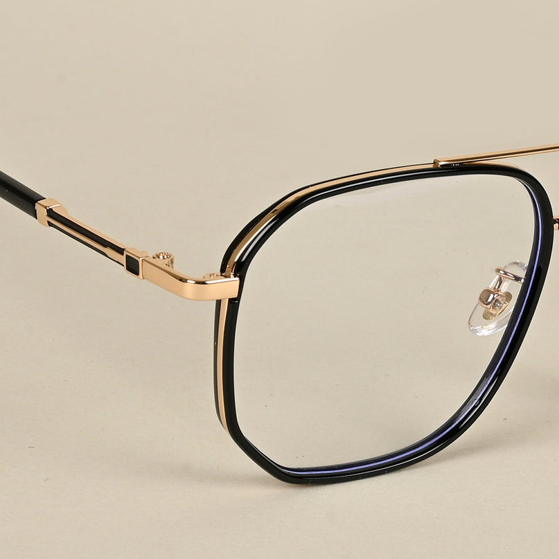 Voyage Maverick Golden & Black Wayfarer Eyeglasses for Men & Women - MG5108-C1