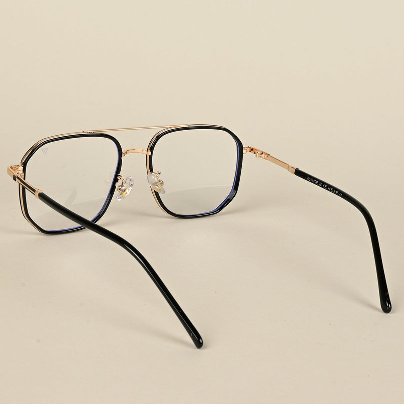 Voyage Maverick Golden & Black Wayfarer Eyeglasses for Men & Women - MG5108-C1