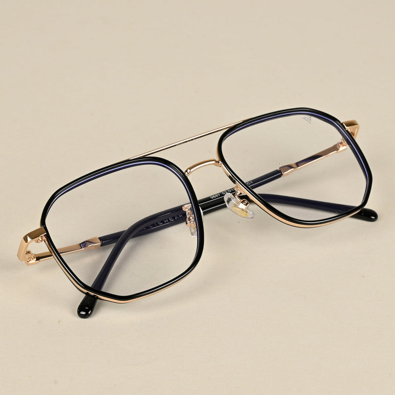 Voyage Maverick Golden & Black Wayfarer Eyeglasses for Men & Women - MG5108-C1