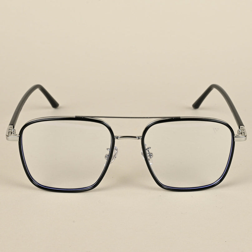 Voyage Maverick Silver & Black Wayfarer Eyeglasses for Men & Women - MG5106-C2