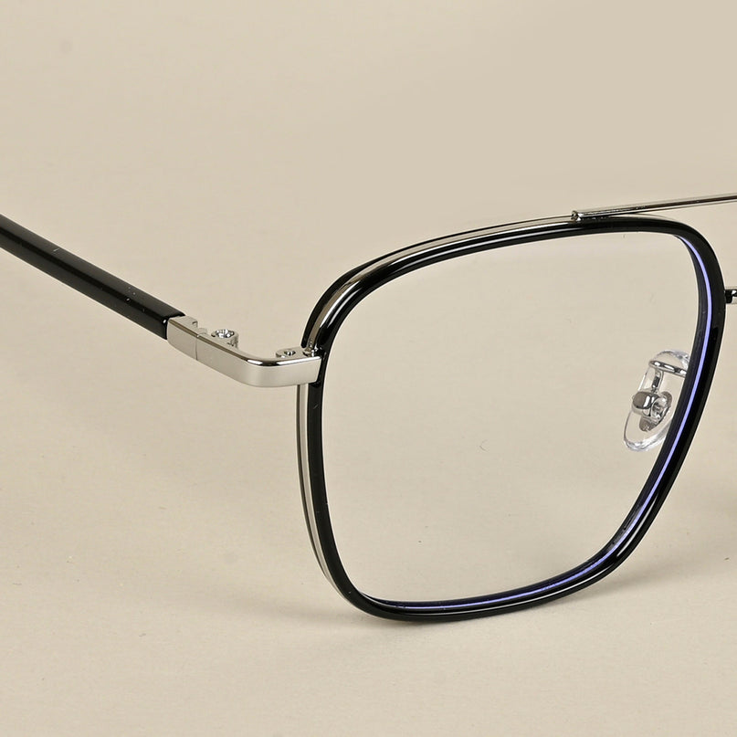 Voyage Maverick Silver & Black Wayfarer Eyeglasses for Men & Women - MG5106-C2