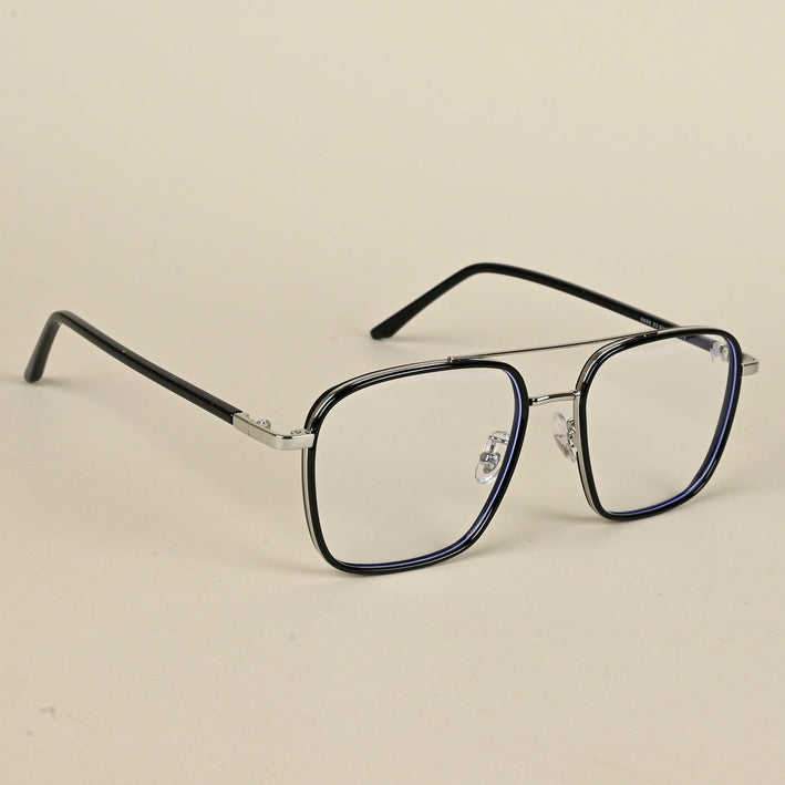 Voyage Maverick Silver & Black Wayfarer Eyeglasses for Men & Women - MG5106-C2
