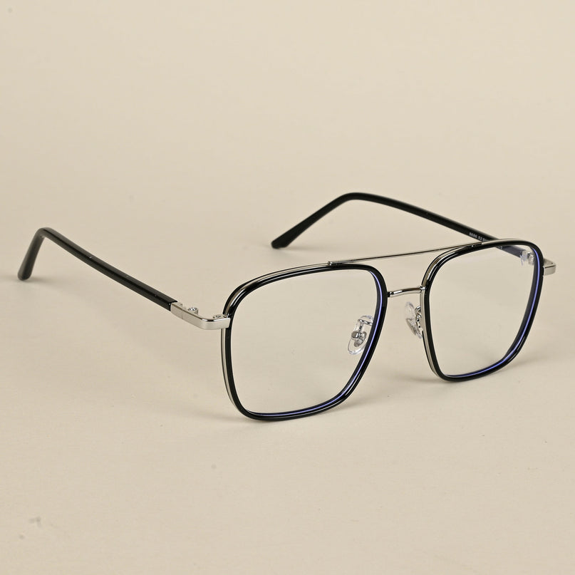 Voyage Maverick Silver & Black Wayfarer Eyeglasses for Men & Women - MG5106-C2