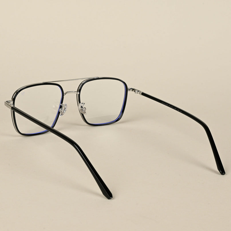 Voyage Maverick Silver & Black Wayfarer Eyeglasses for Men & Women - MG5106-C2