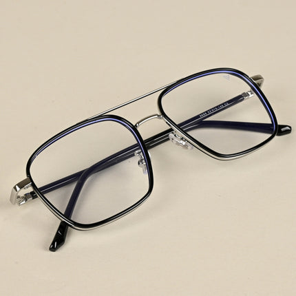 Voyage Maverick Silver & Black Wayfarer Eyeglasses for Men & Women - MG5106-C2