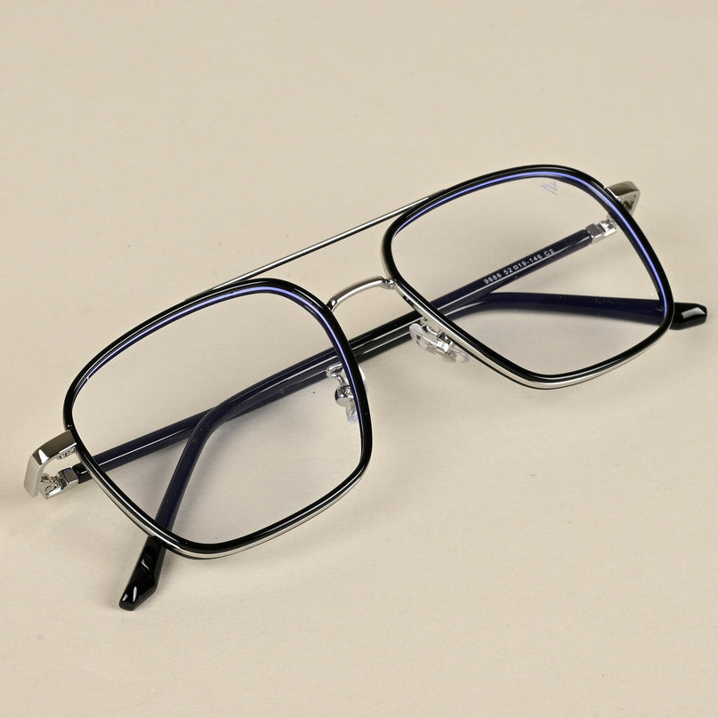 Voyage Maverick Silver & Black Wayfarer Eyeglasses for Men & Women - MG5106-C2