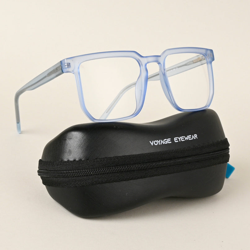 Voyage Transparent Blue Square Eyeglasses for Men & Women - MG4909-C4