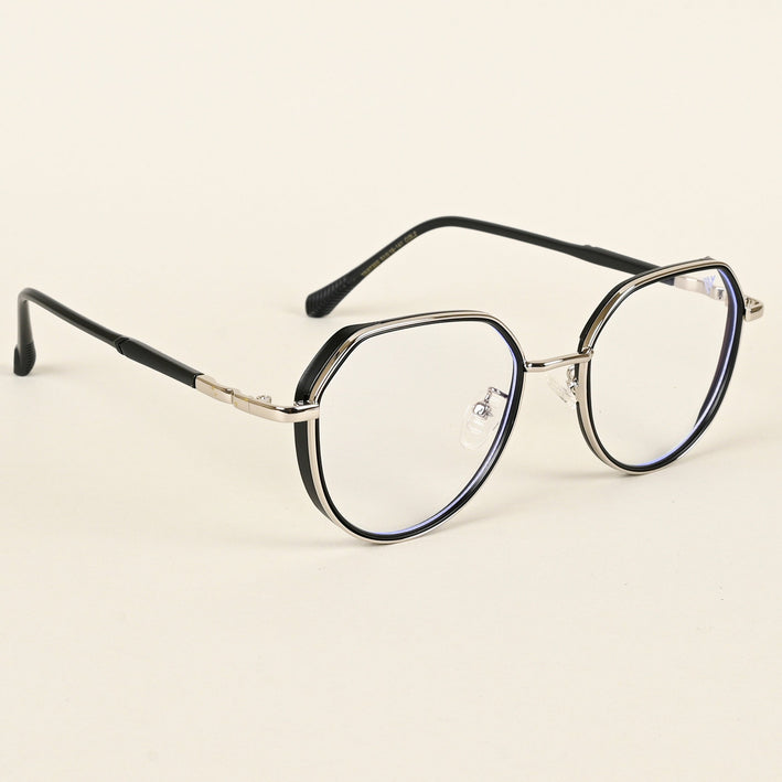Voyage Silver & Black Square Eyeglasses for Men & Women - MG4855-C1