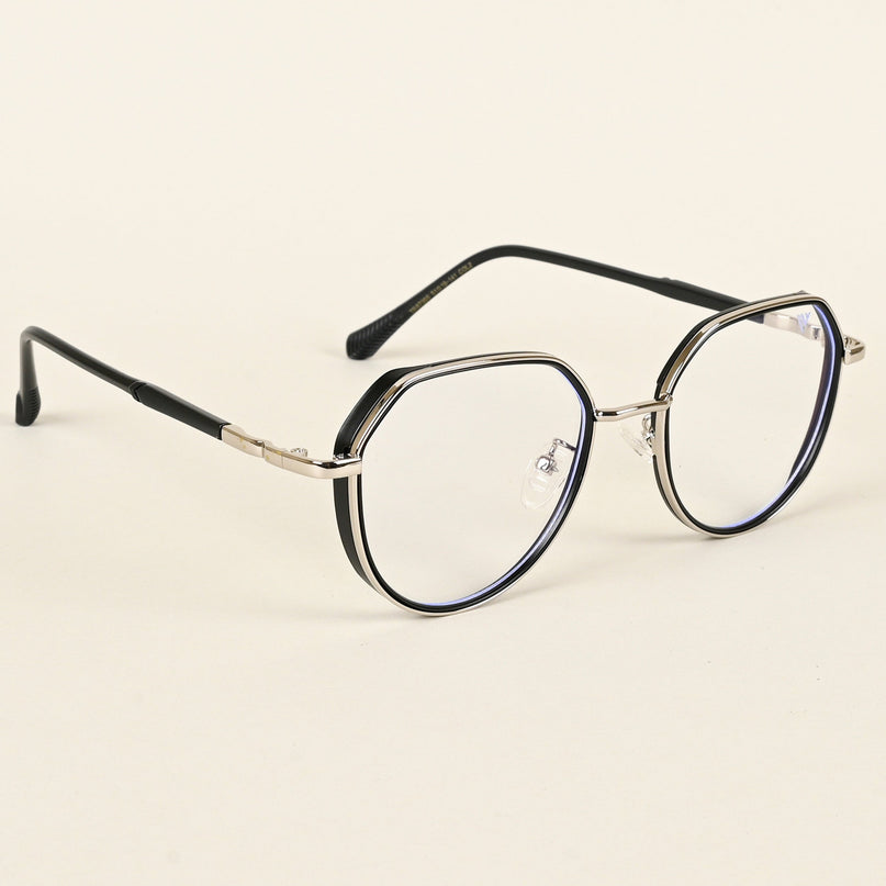 Voyage Silver & Black Square Eyeglasses for Men & Women - MG4855-C1