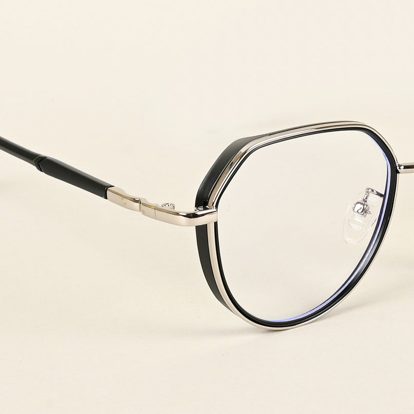 Voyage Silver & Black Square Eyeglasses for Men & Women - MG4855-C1