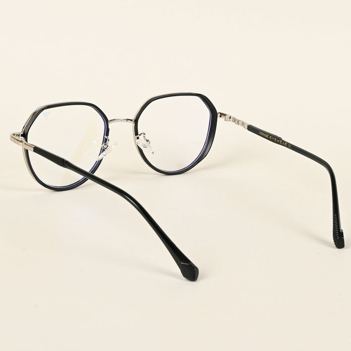 Voyage Silver & Black Square Eyeglasses for Men & Women - MG4855-C1