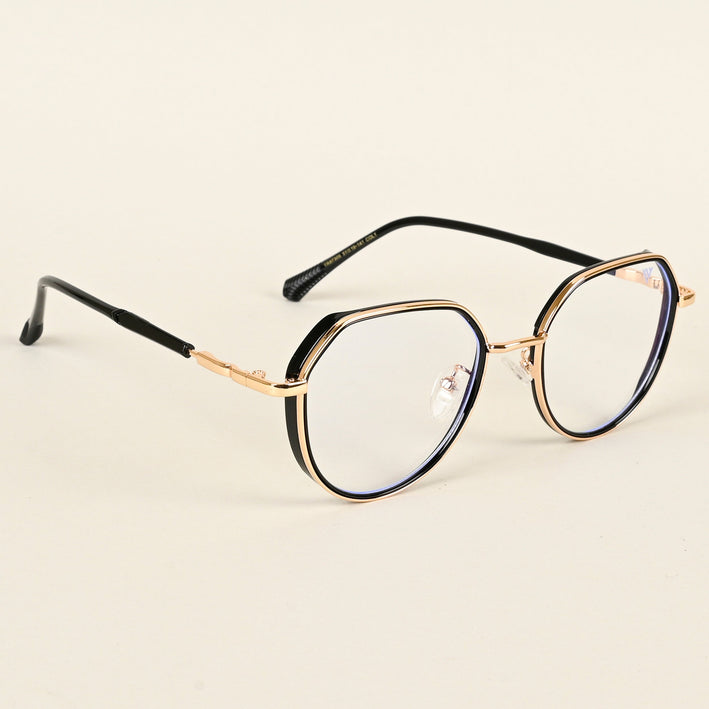 Voyage Golden & Black Square Eyeglasses for Men & Women - MG4856-C2