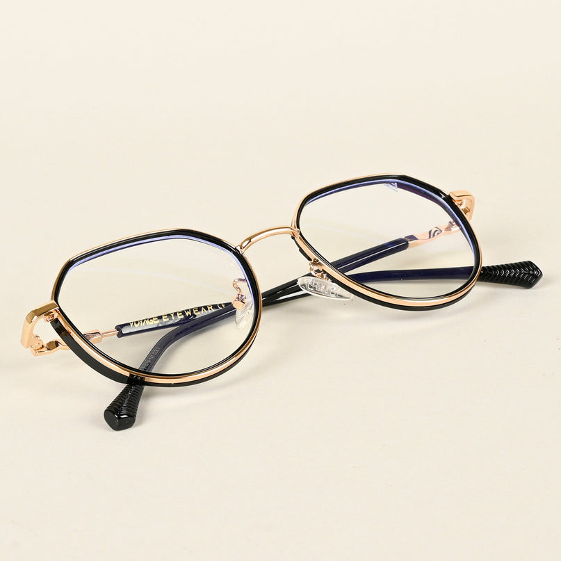 Voyage Golden & Black Square Eyeglasses for Men & Women - MG4856-C2