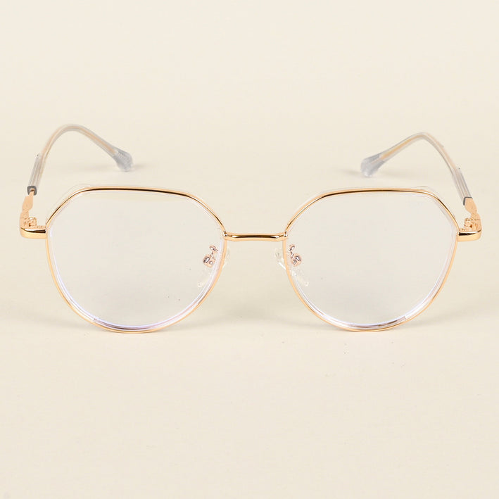 Voyage Golden & Transparent Square Eyeglasses for Men & Women - MG4857-C3