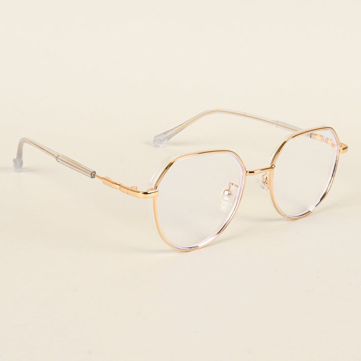 Voyage Golden & Transparent Square Eyeglasses for Men & Women - MG4857-C3
