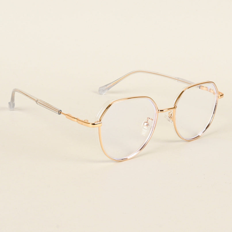 Voyage Golden & Transparent Square Eyeglasses for Men & Women - MG4857-C3