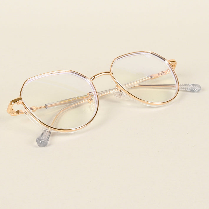 Voyage Golden & Transparent Square Eyeglasses for Men & Women - MG4857-C3