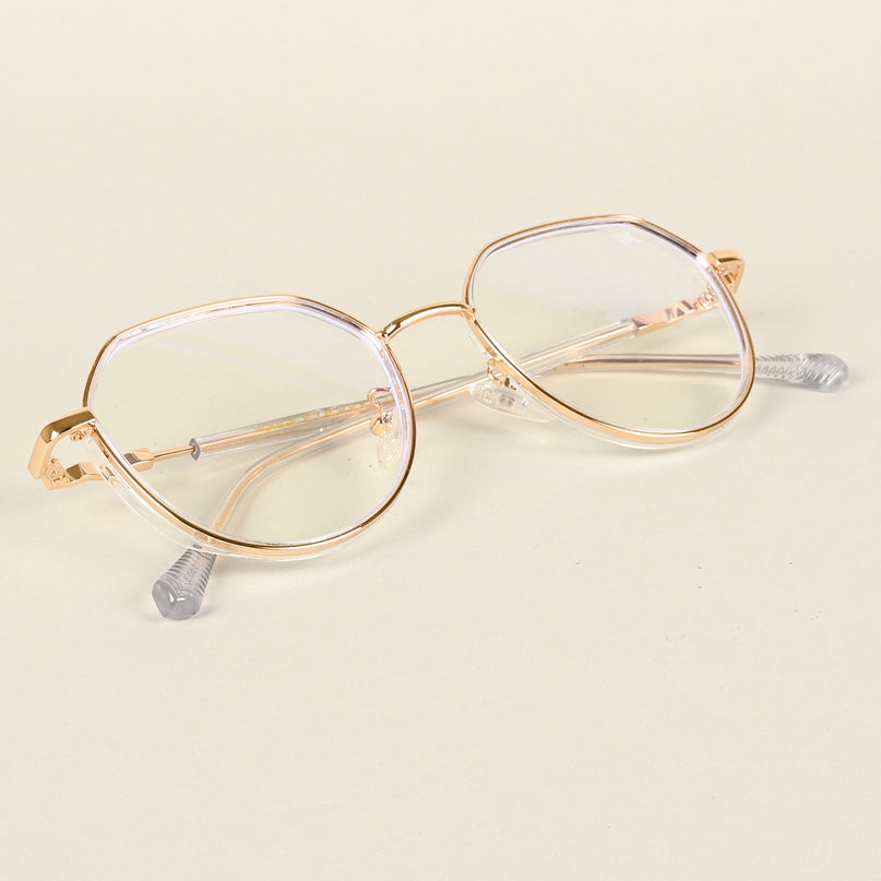 Voyage Golden & Transparent Square Eyeglasses for Men & Women - MG4857-C3