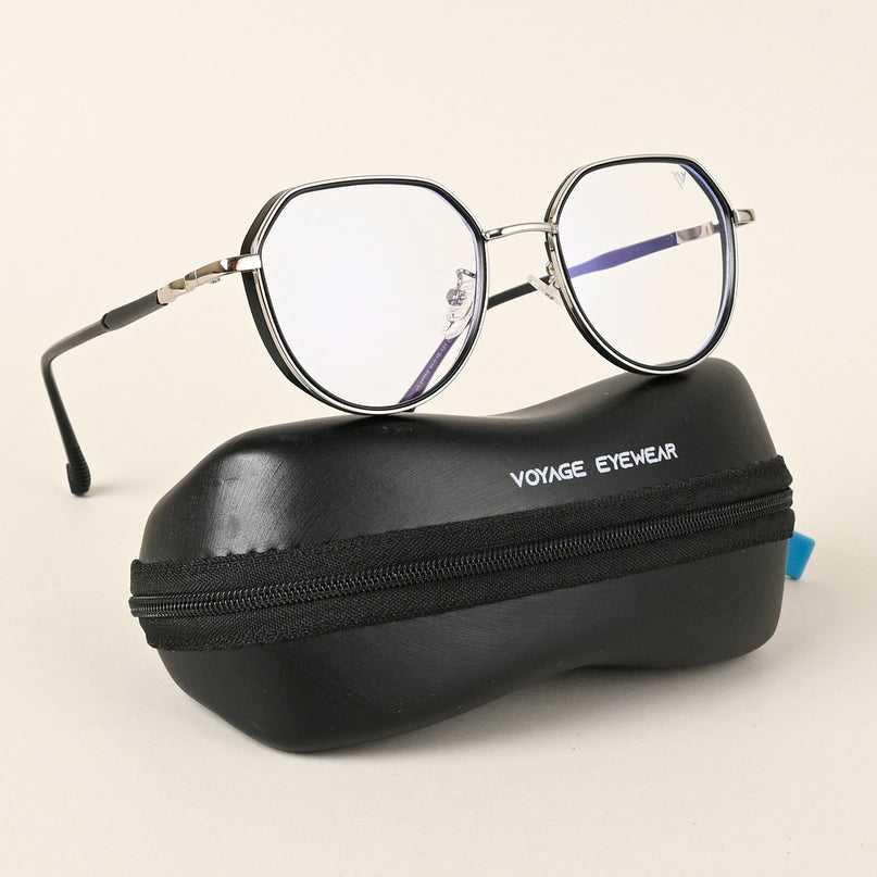 Voyage Silver & Black Square Eyeglasses for Men & Women - MG4855-C1