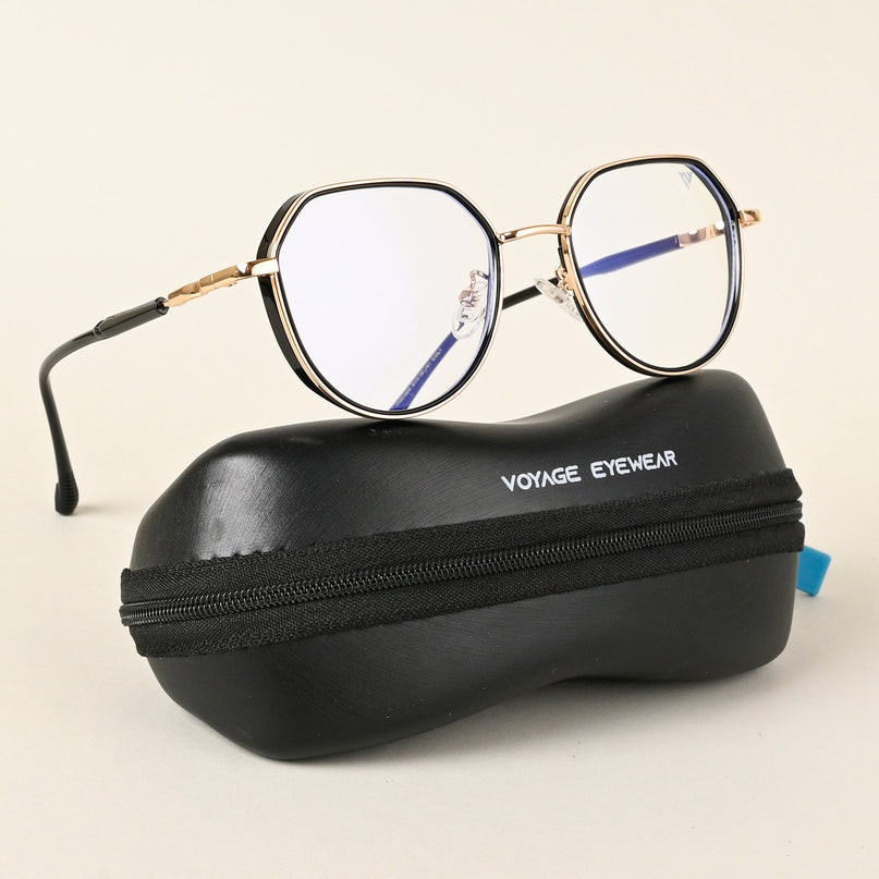 Voyage Golden & Black Square Eyeglasses for Men & Women - MG4856-C2