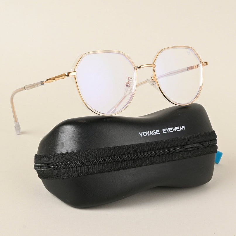 Voyage Golden & Transparent Square Eyeglasses for Men & Women - MG4857-C3