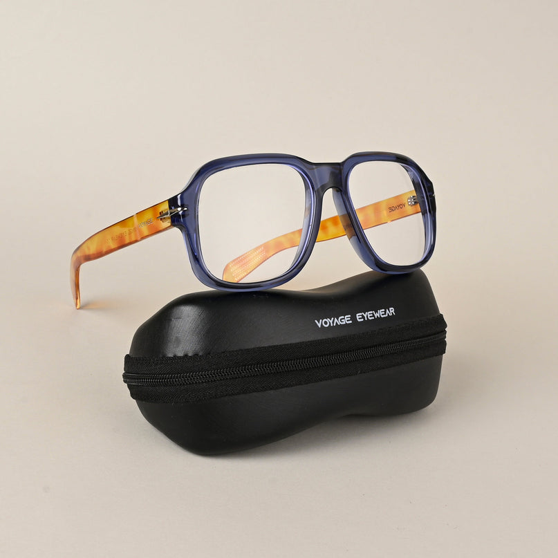 Voyage Transparent Blue Square Eyeglasses for Men & Women - MG4994-C3