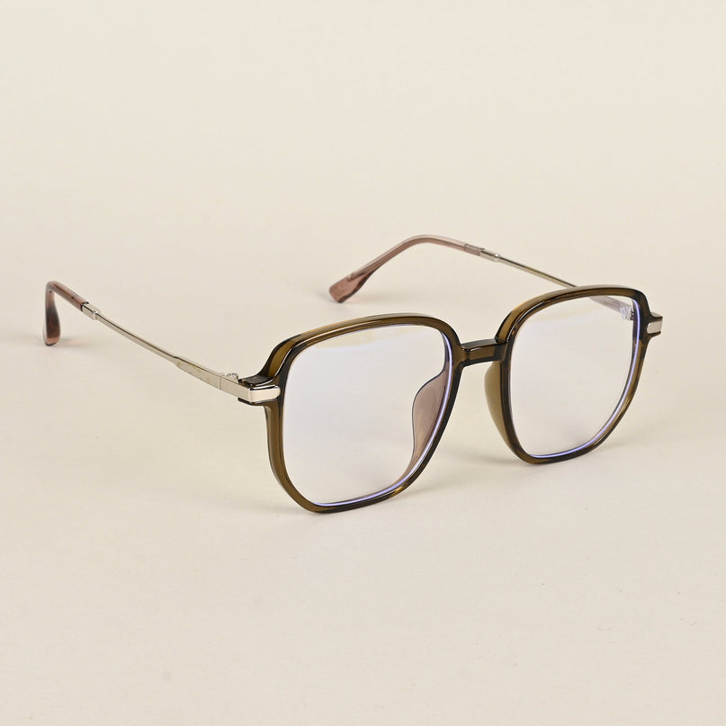 Voyage Transparent Brown Square Eyeglasses for Men & Women - MG4971-C6