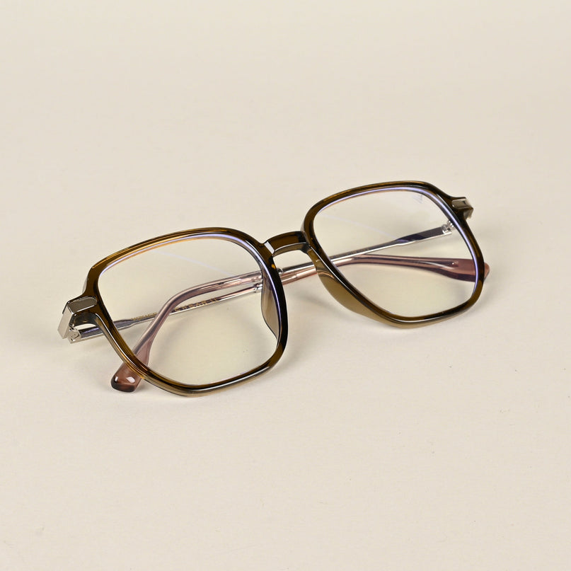 Voyage Transparent Brown Square Eyeglasses for Men & Women - MG4971-C6