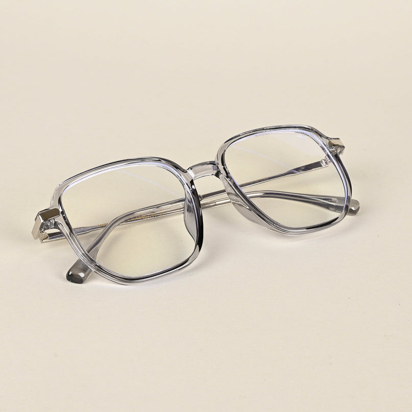 Voyage Transparent Grey Square Eyeglasses for Men & Women - MG4967-C2