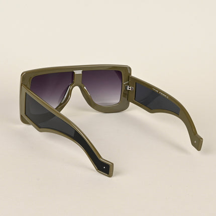 Wayfarer Sunglasses (Grey & Clear Lens | Green Frame - MG4973)