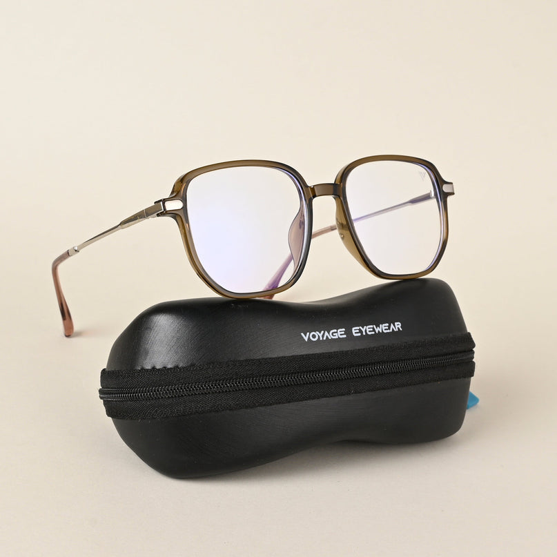 Voyage Transparent Brown Square Eyeglasses for Men & Women - MG4971-C6
