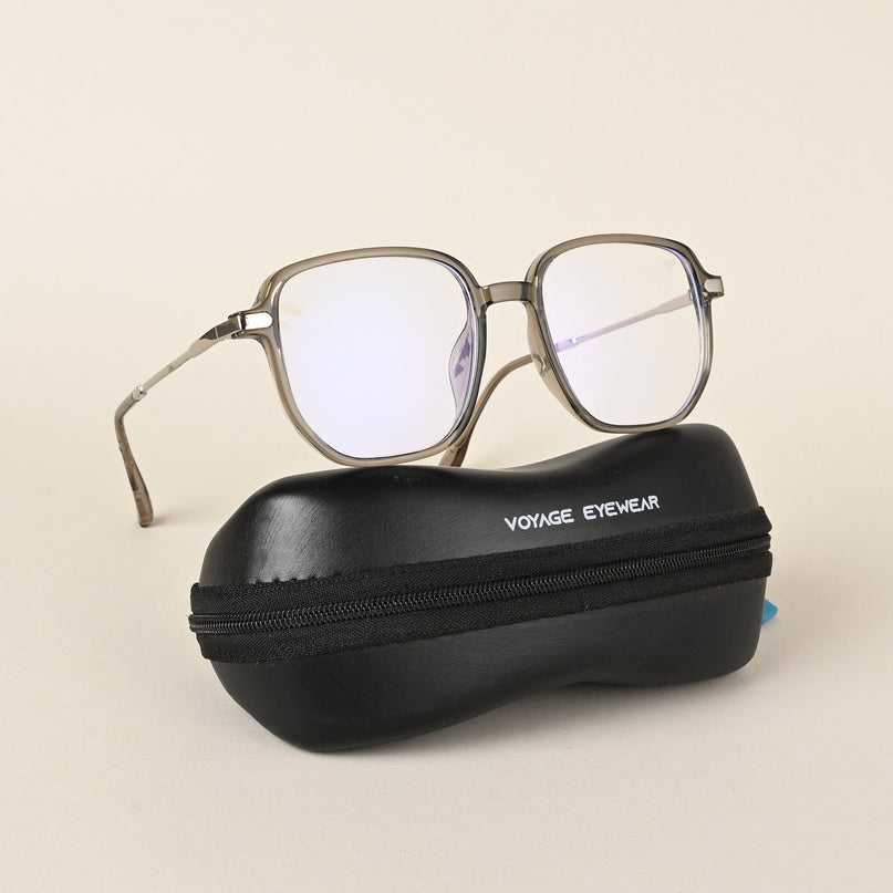 Voyage Transparent Dark Grey Square Eyeglasses for Men & Women - MG4970-C5