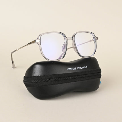 Voyage Transparent Grey Square Eyeglasses for Men & Women - MG4967-C2