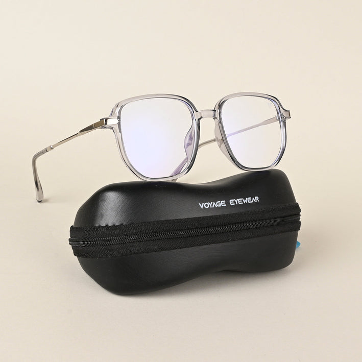 Voyage Transparent Grey Square Eyeglasses for Men & Women - MG4967-C2