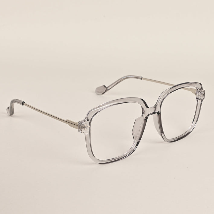 Voyage Sliver And Grey Oversize Eyeglasses - MG3852
