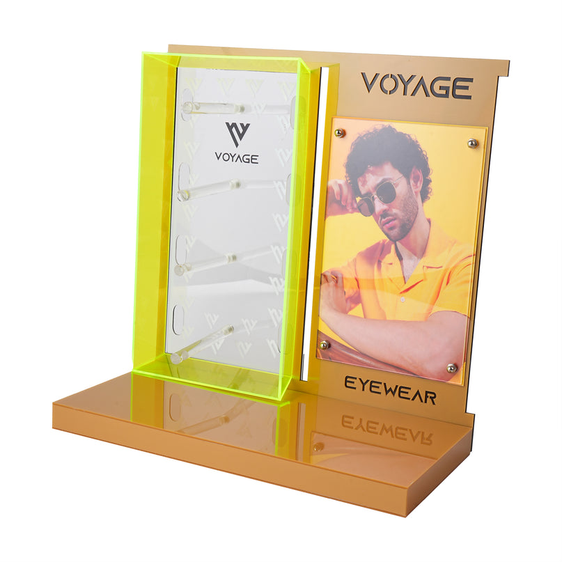Voyage Display Stand with 4 Holder for Sunglasses & Eyeglasses - Yellow