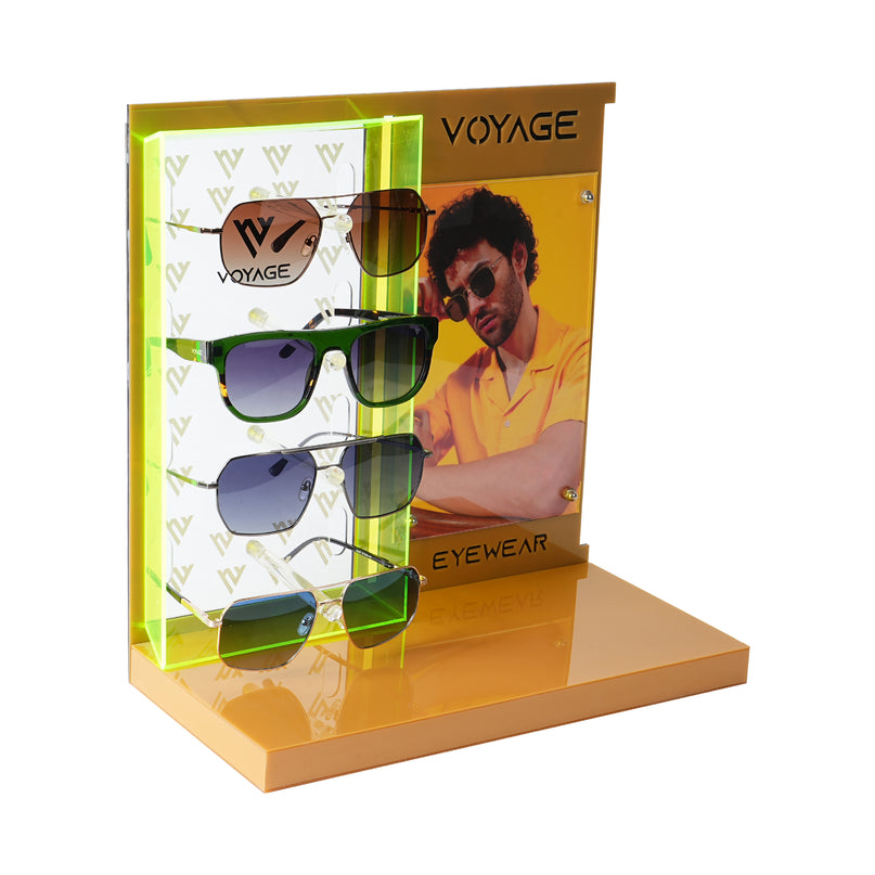 Voyage Display Stand with 4 Holder for Sunglasses & Eyeglasses - Yellow
