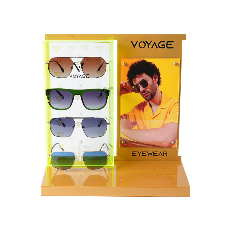 Voyage Display Stand with 4 Holder for Sunglasses & Eyeglasses - Yellow