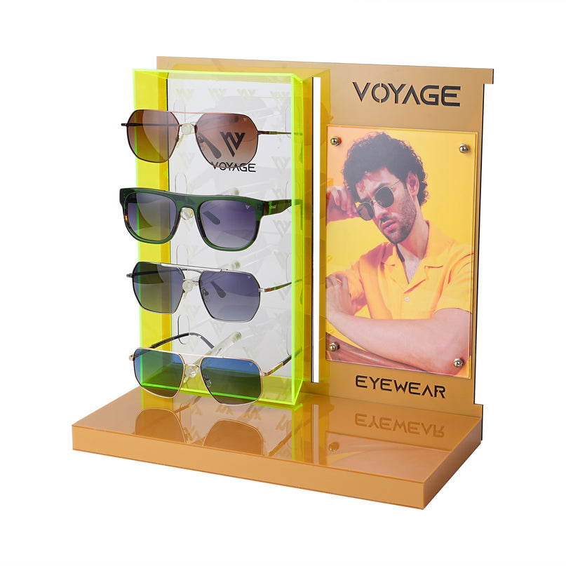 Voyage Display Stand with 4 Holder for Sunglasses & Eyeglasses - Yellow