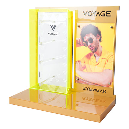 Voyage Display Stand with 4 Holder for Sunglasses & Eyeglasses - Yellow