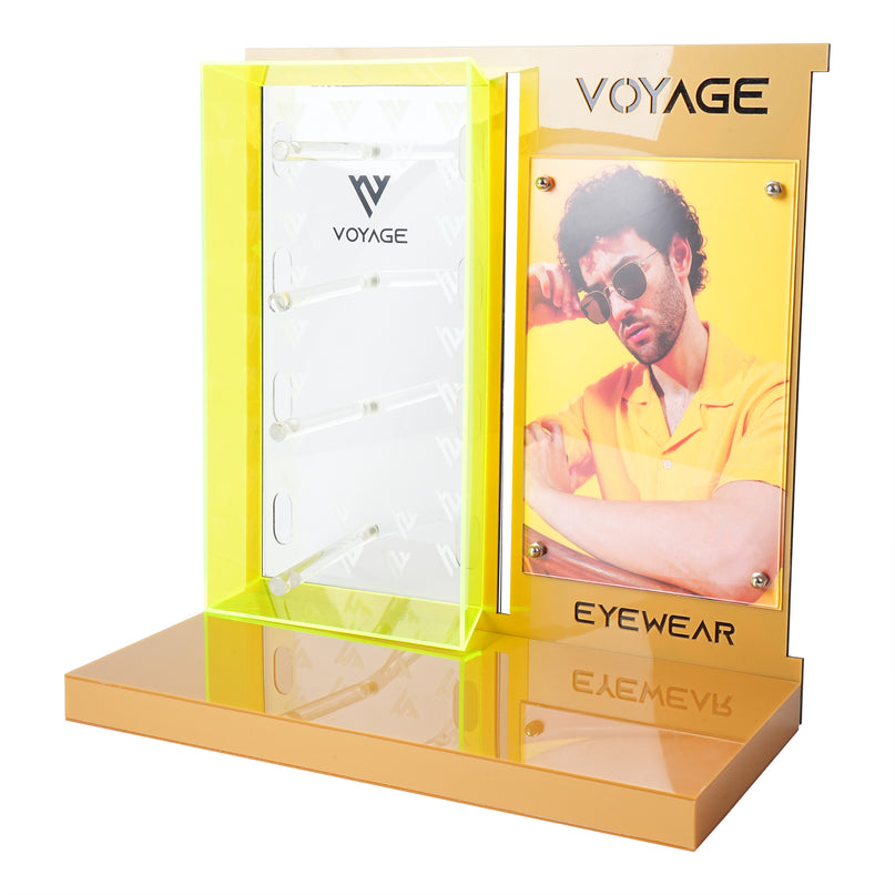 Voyage Display Stand with 4 Holder for Sunglasses & Eyeglasses - Yellow