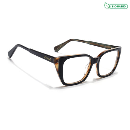 Voyage Glaze Black & Brown Cateye Acetate Eyeglasses for Women (FPK26001FMG8079)