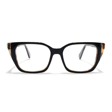 Voyage Glaze Black & Brown Cateye Acetate Eyeglasses for Women (FPK26001FMG8079)