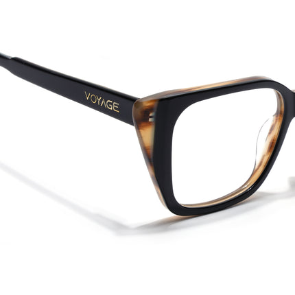 Voyage Glaze Black & Brown Cateye Acetate Eyeglasses for Women (FPK26001FMG8079)
