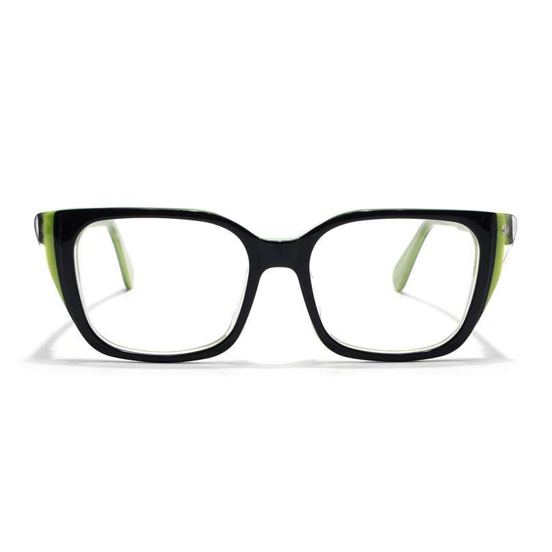 Voyage Glaze Black & Green Cateye Acetate Eyeglasses for Women (FPK26001FMG8081)