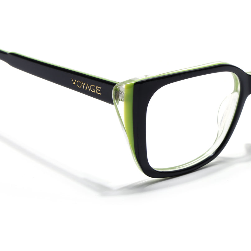 Voyage Glaze Black & Green Cateye Acetate Eyeglasses for Women (FPK26001FMG8081)
