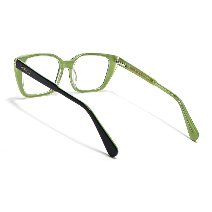 Voyage Glaze Black & Green Cateye Acetate Eyeglasses for Women (FPK26001FMG8081)