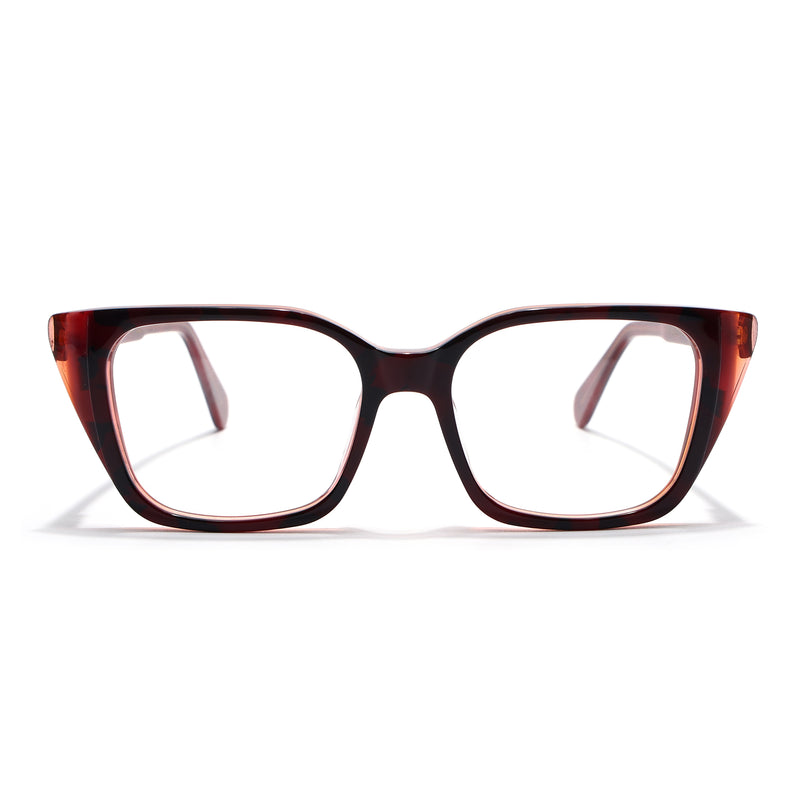 Voyage Glaze Black & Red Cateye Acetate Eyeglasses for Women (FPK26001FMG8083)